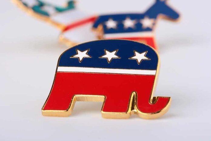 53800150 featured image Republican elephant and Democratic donkey pins.