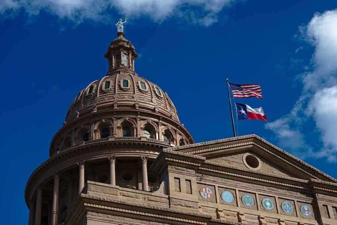 1673539927 featured image Building dome with US and Texas flags, blue sky.