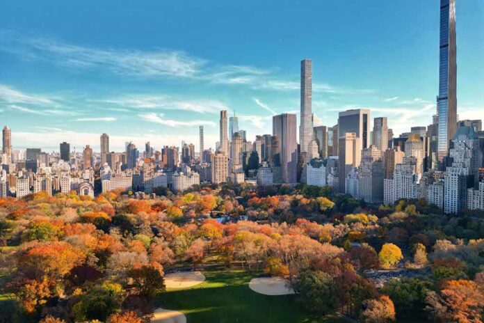 2460510883 featured image Autumn trees in Central Park with city skyline.