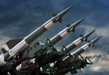 Four rockets pointed towards the sky
