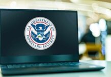 Laptop displaying U.S. Department of Homeland Security logo