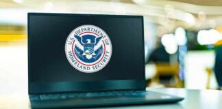 Laptop displaying U.S. Department of Homeland Security logo