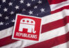 Republican symbol on American flag background