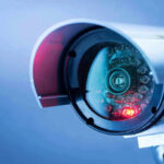Close-up of a CCTV security camera.