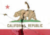 Cracked California Republic flag on a wall.