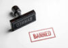 Banned stamp and rubber stamp on white background.