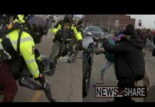 Anti-ICE protesters bombard police with dildos outside