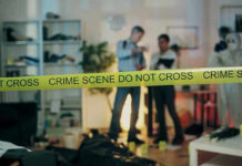 Lost Evidence Blows Up Murder Case Crime scene with tape and investigators examining evidence.