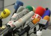Situation Room Tapes Panic Explodes A collection of various microphones arranged for a press conference