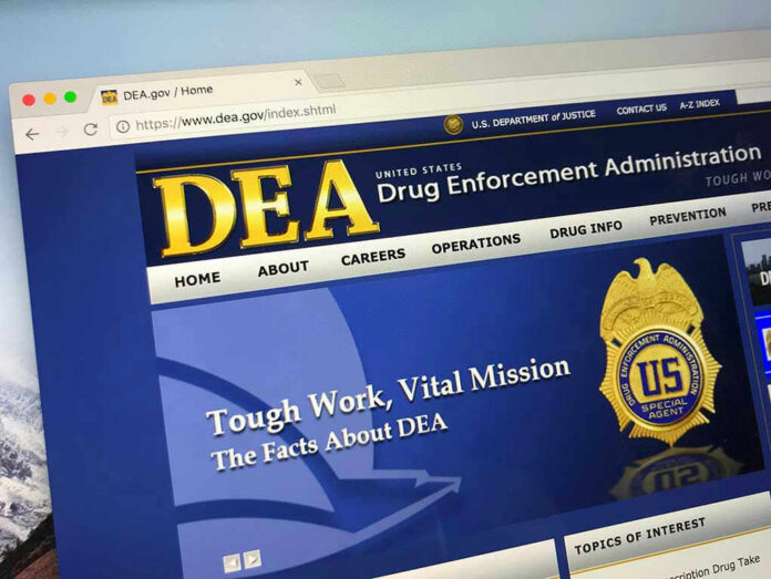 1113944018 DEA website homepage with gold badge and text