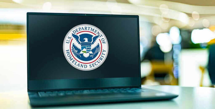2287986767 Laptop displaying U.S. Department of Homeland Security logo.