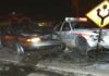 Hit-And-Run Storm Hits Pelosi A damaged car and a police vehicle involved in a nighttime accident