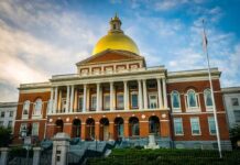 Maine Shockwave: Cousin Claim Goes Wild Massachusetts State House with golden dome and columns