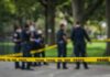 Back‑to‑Back Discoveries Rattle Monterey crime scene tape with police officers in a park