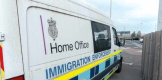 Immigration enforcement van parked on a street