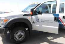 border patrol pickup truck with open door