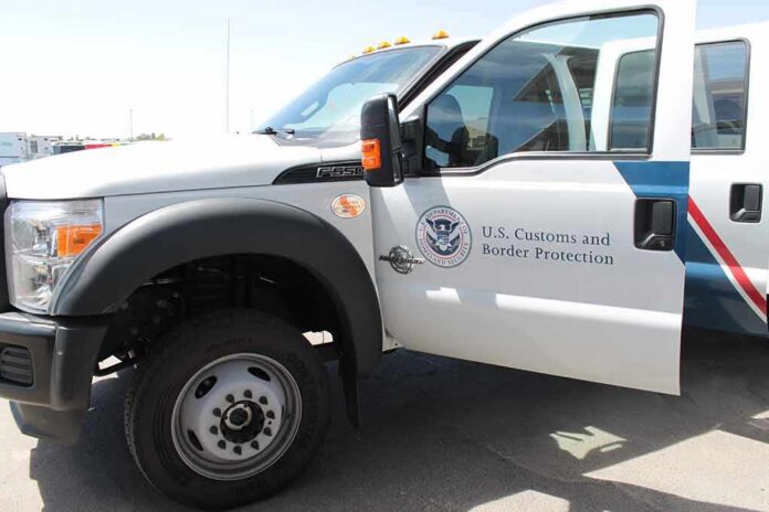 border patrol pickup truck with open door