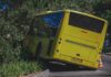 LA Bus Horror Sparks Murder Charges yellow bus crashed into roadside bushes