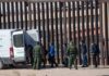 Cartel Mule? Arizona Prison Guard Nabbed Border agents escort a group near a tall fence and a patrol van
