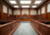 Jury Meltdown: “advancing feminism” reason Empty courtroom with wooden benches and judge's bench
