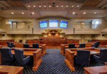 Texas Firestorm: Talarico’s ‘Abusive’ Line Courtroom interior with wooden benches and judge's bench