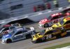 Racing Legend’s Brain Battle Stuns NASCAR Stock cars racing side by side on a banked track