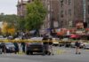Gunfire Erupts At Packed Homecoming Stadium Police investigate a taped-off urban street crime scene